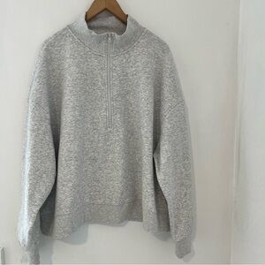 Fabletics Heather Gray Half-Zip Turtleneck Pullover